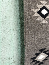 Load image into Gallery viewer, Grey, black and cream natural wool rug, tribal design.