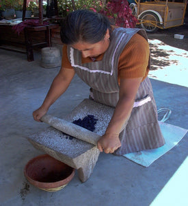 Natural dyes from plants and extracts used to color the handwoven textiles.