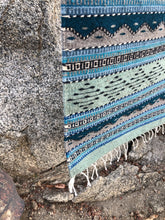 Load image into Gallery viewer, Rug made by hand from Mexico, blue tribal pattern.